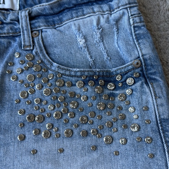 Pistola Winston Cutoff Shorts with Rhinestone Accents | Size 28 | Blue Denim - Picture 4 of 9